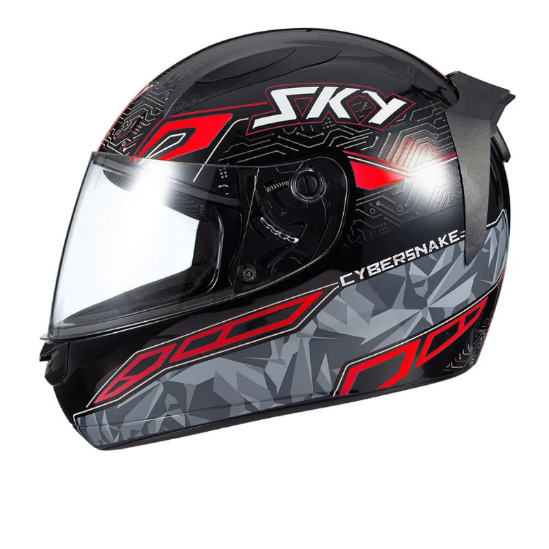 Capacete Sky Two Cyber Snake Preto Fosco Transf Vermelho 60
