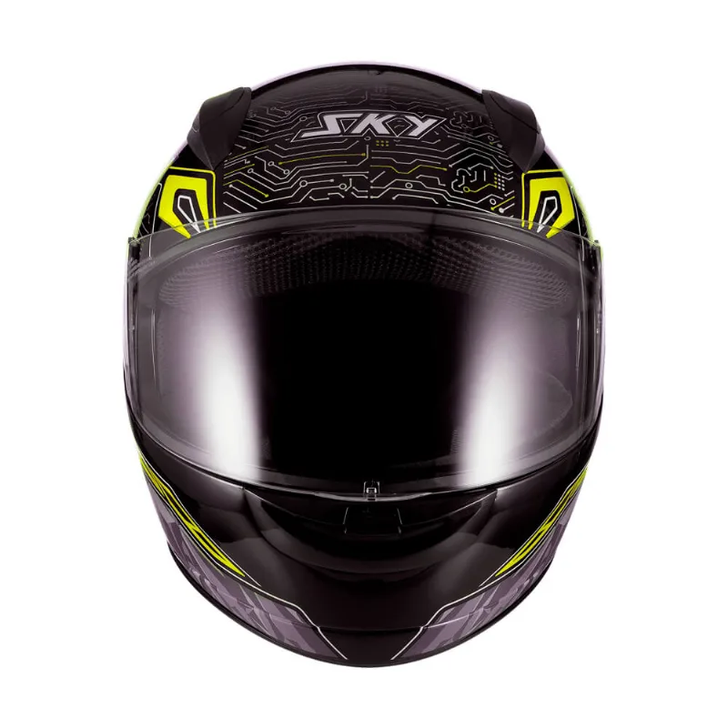Capacete Sky Two Cyber Snake Preto Fosco Transf Amarelo 56