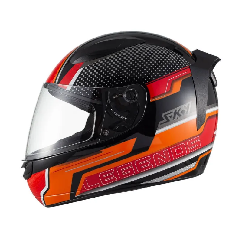Capacete Sky Two Legends Preto Brilho Transf Laranja 62