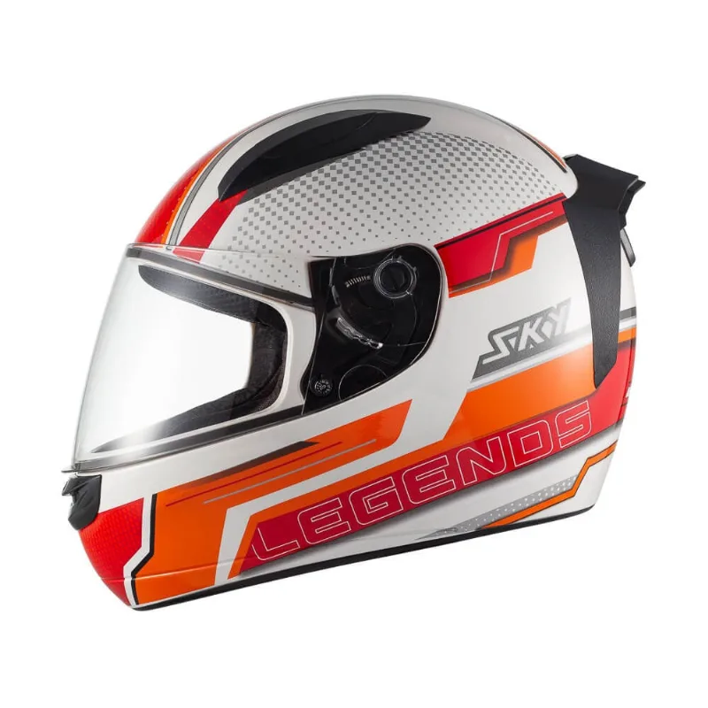 Capacete Sky Two Legends Branco Brilho Transf Laranja 58