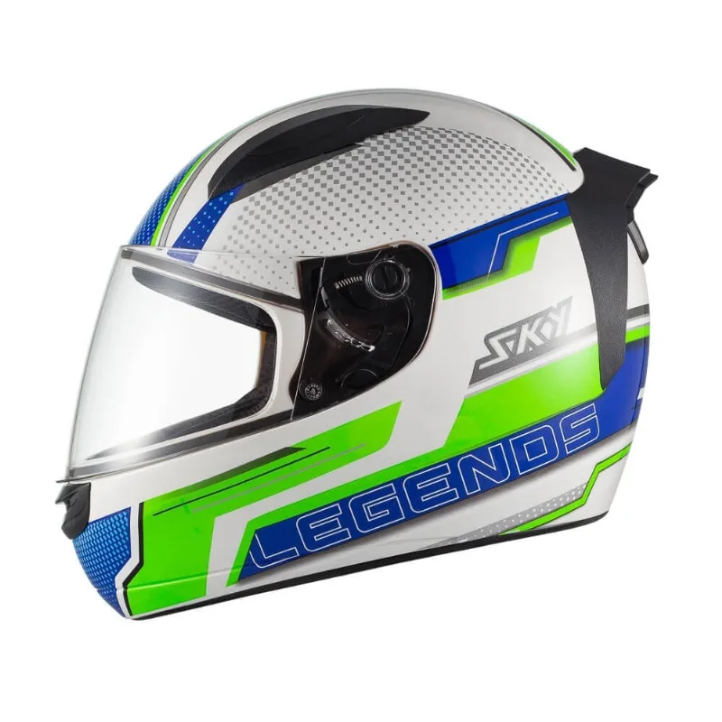 Capacete Sky Two Legends Branco Brilho Transf Verde 58