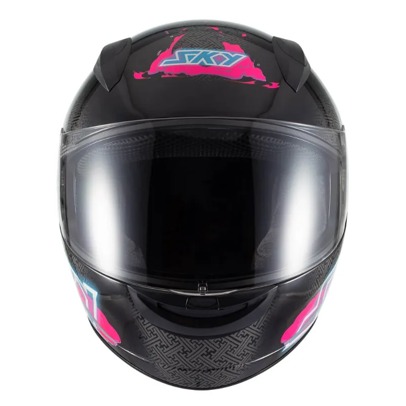 Capacete Sky Two Samurai Preto Fosco Transf Rosa 60