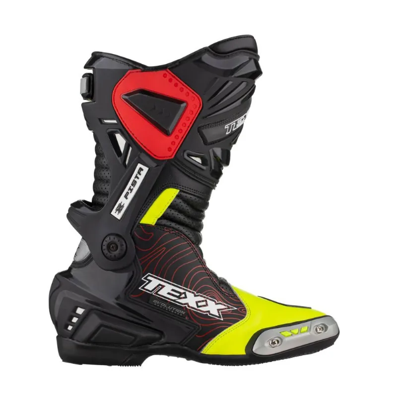 Bota Texx Pista (Preta, Vermelha E Amarela) 45