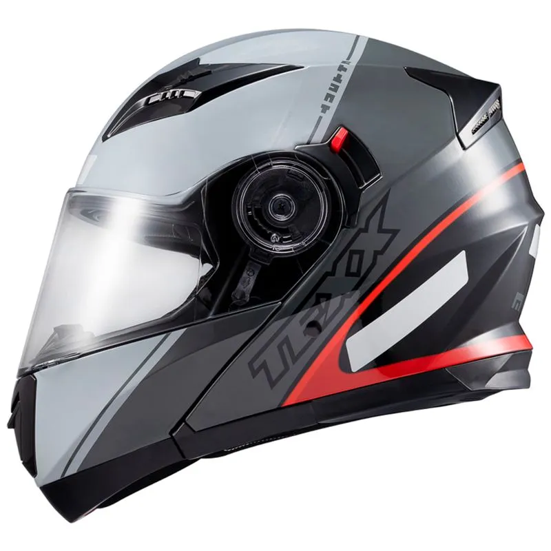 Capacete Texx Gladiator V3 Makan Cinza Vermelho 58