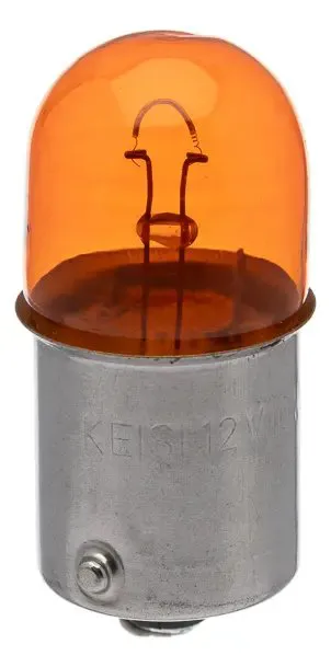 LAMPADA PISCA KEISI 12V 10W CG 125 BASE FERRO AMARELA