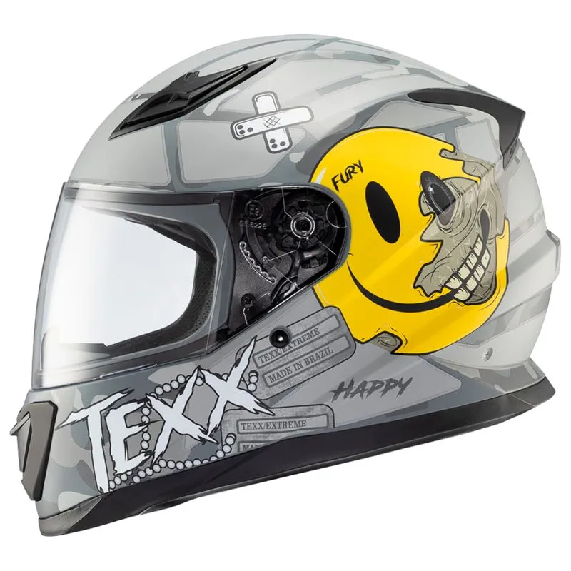Capacete Texx Hawk Fury Cinza Amarelo Vermelho 56