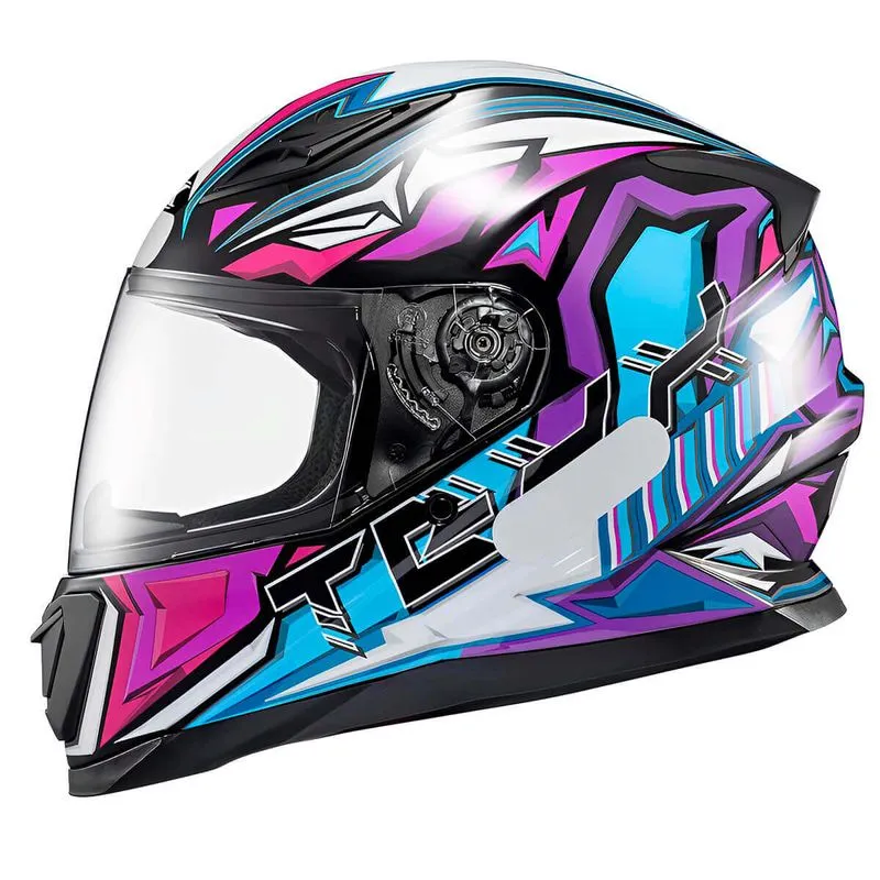 Capacete Texx Fechado Hawk Genesis Roxo Azul Rosa 56
