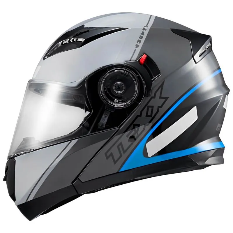 Capacete Texx Gladiator V3 Makan Cinza Azul 58