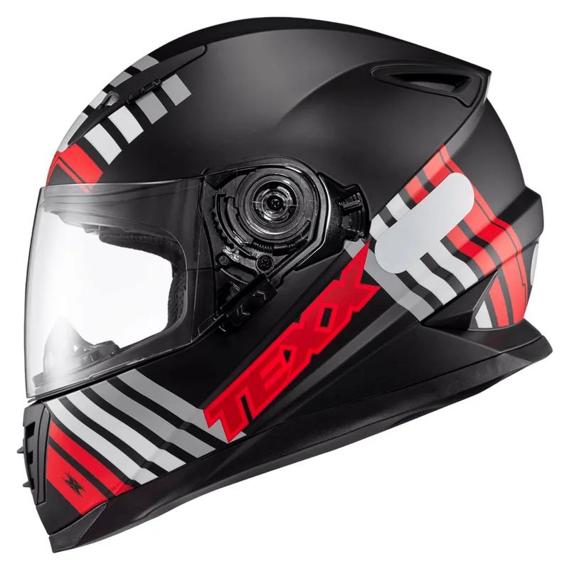 Capacete Fechado Texx Wing Grid Fosco Capacete Fechado Texx Wing Grid Preto Vermelho Branco 56