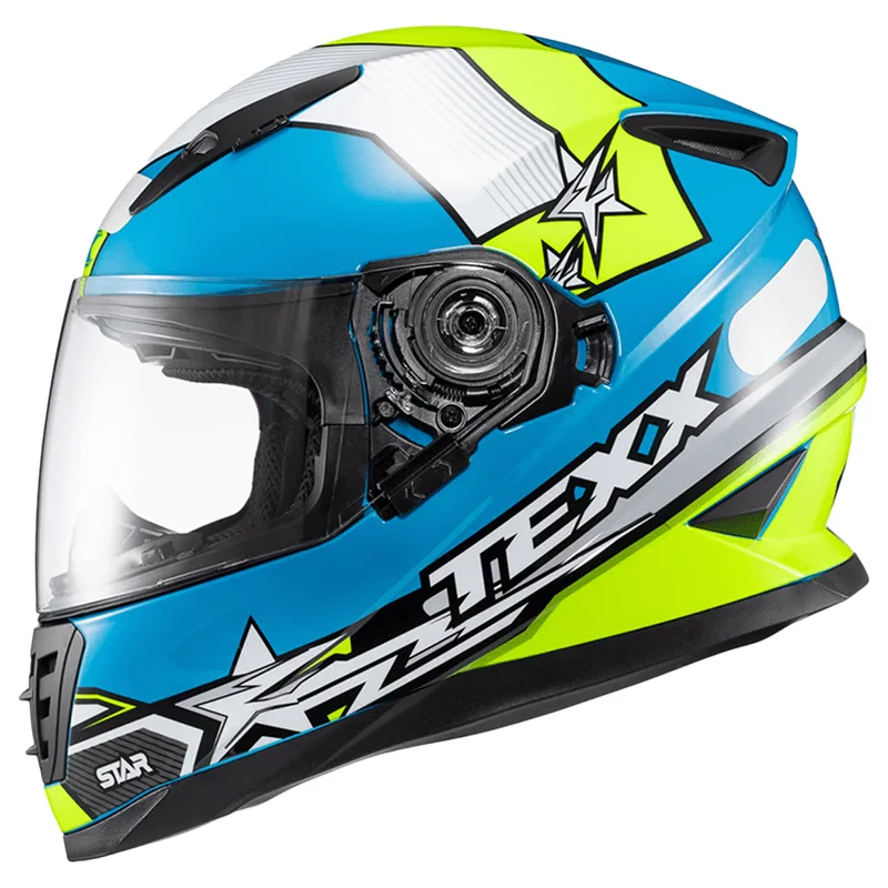 Capacete Texx Wing Superstar Azul Verde Branco 56