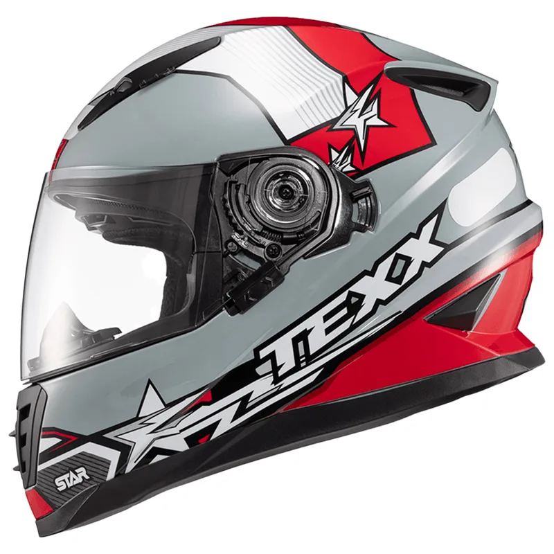 Capacete Texx Wing Superstar Cinza Vermelho Branco 58