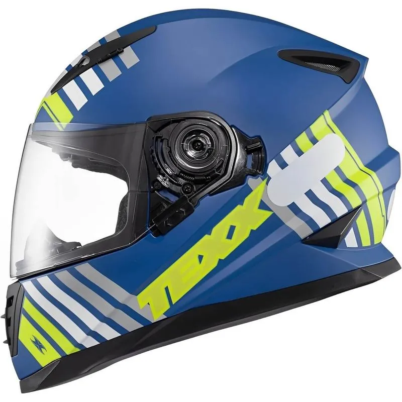 Capacete Fechado Texx Wing Grid Fosco Capacete Fechado Texx Wing Grid Azul Verde Branco 60