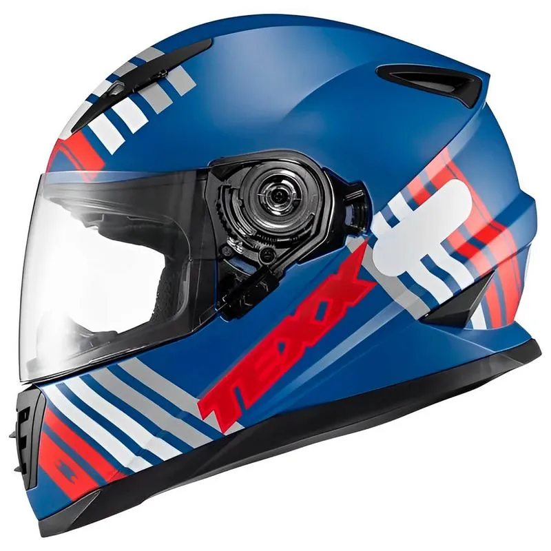 Capacete Fechado Texx Wing Grid Fosco Capacete Fechado Texx Wing Grid Azul Vermelho Branco 58