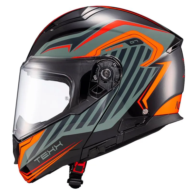 Capacete Escamoteável Texx Kratos Nomade Preto Laranja Cinza 61