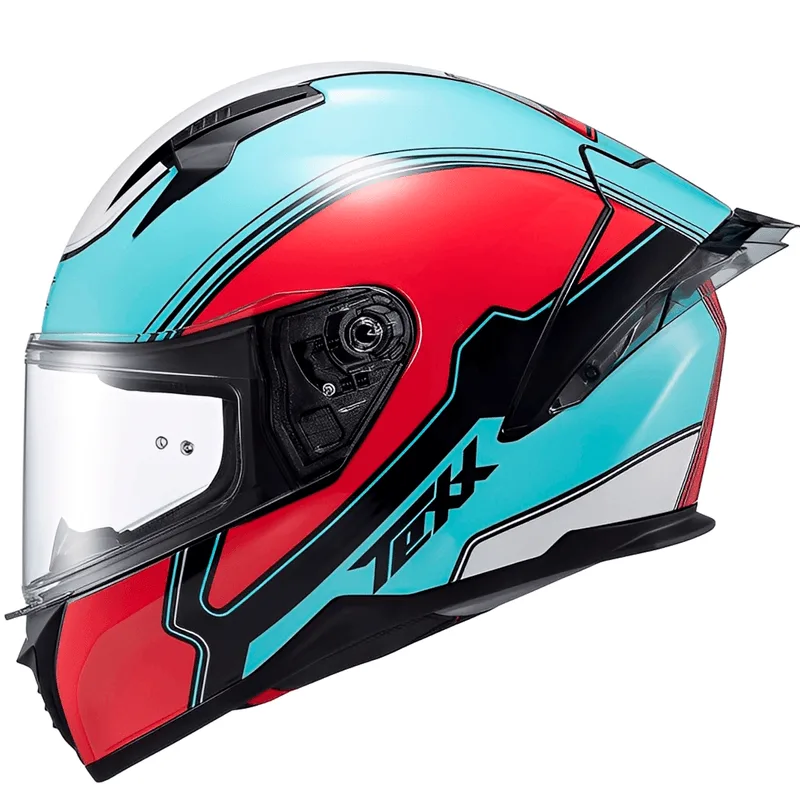 Capacete Texx Raptor Hornet Azul Vermelho Branco 60