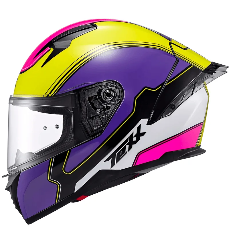 Capacete Texx Raptor Hornet Verde Roxo Branco 60