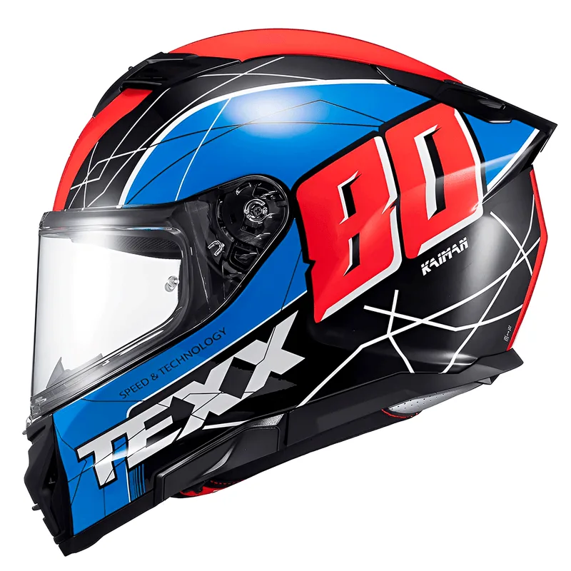 Capacete Texx Kaiman Vector Azul Vermelho Preto Branco 62