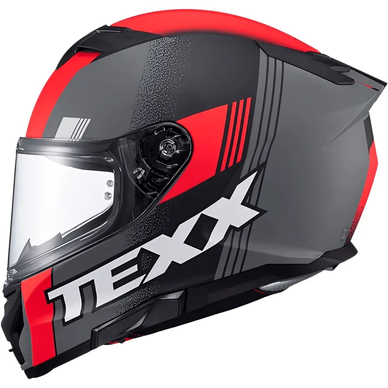 Capacete Texx Kaiman Track Vermelho Preto Cinza Fosco 60