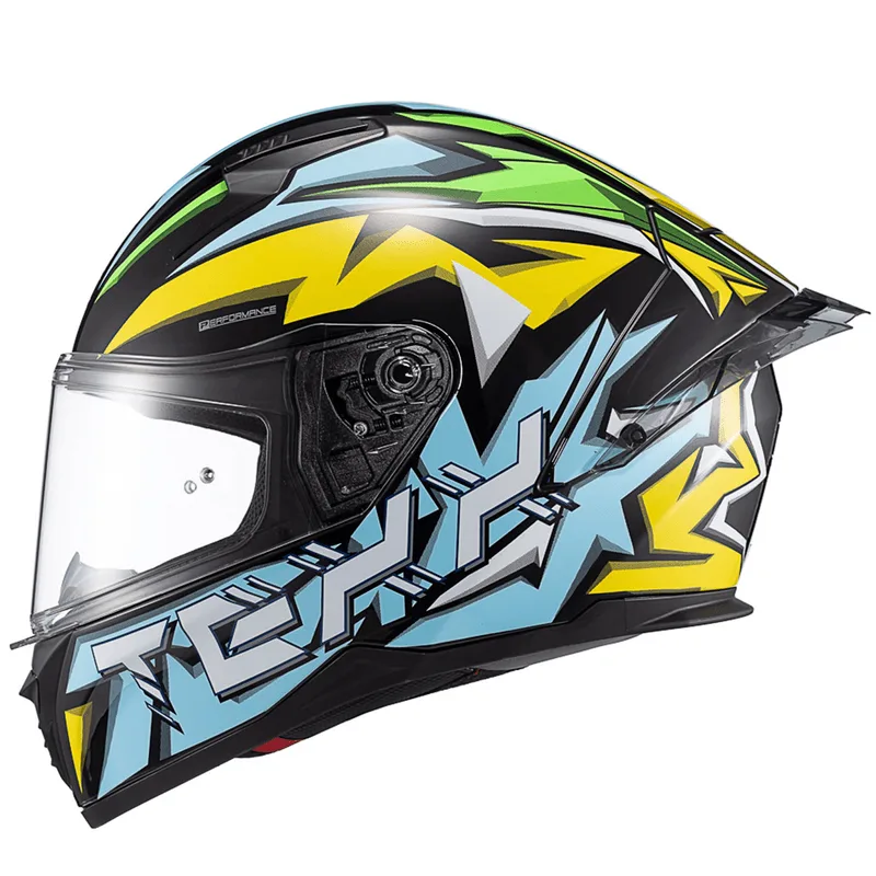 Capacete Texx Raptor Genesis Azul Amarelo Branco 56