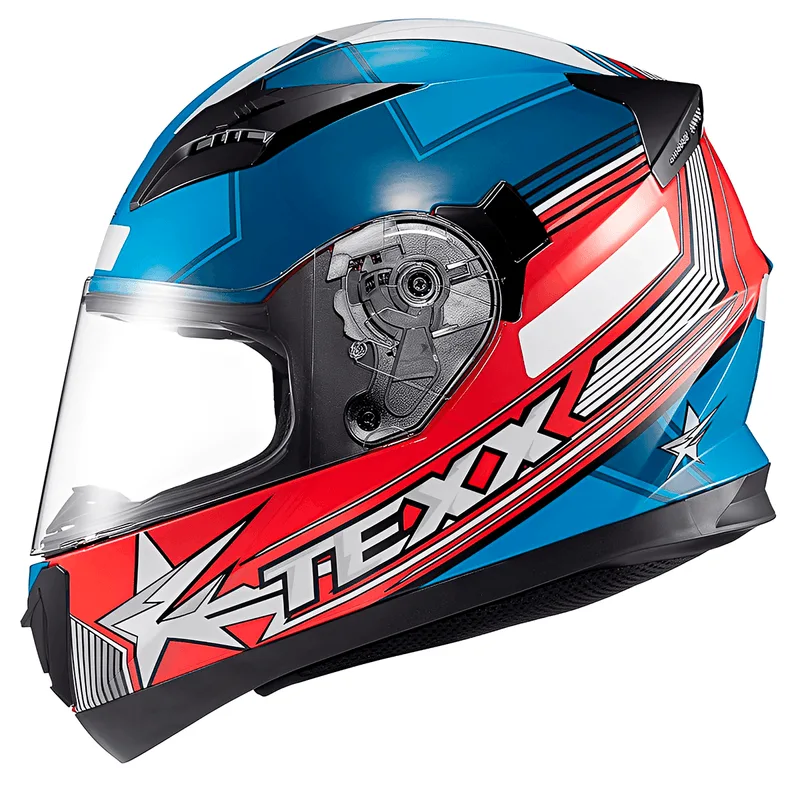 Capacete Texx Strike Superstar Azul Vermelho Branco 62