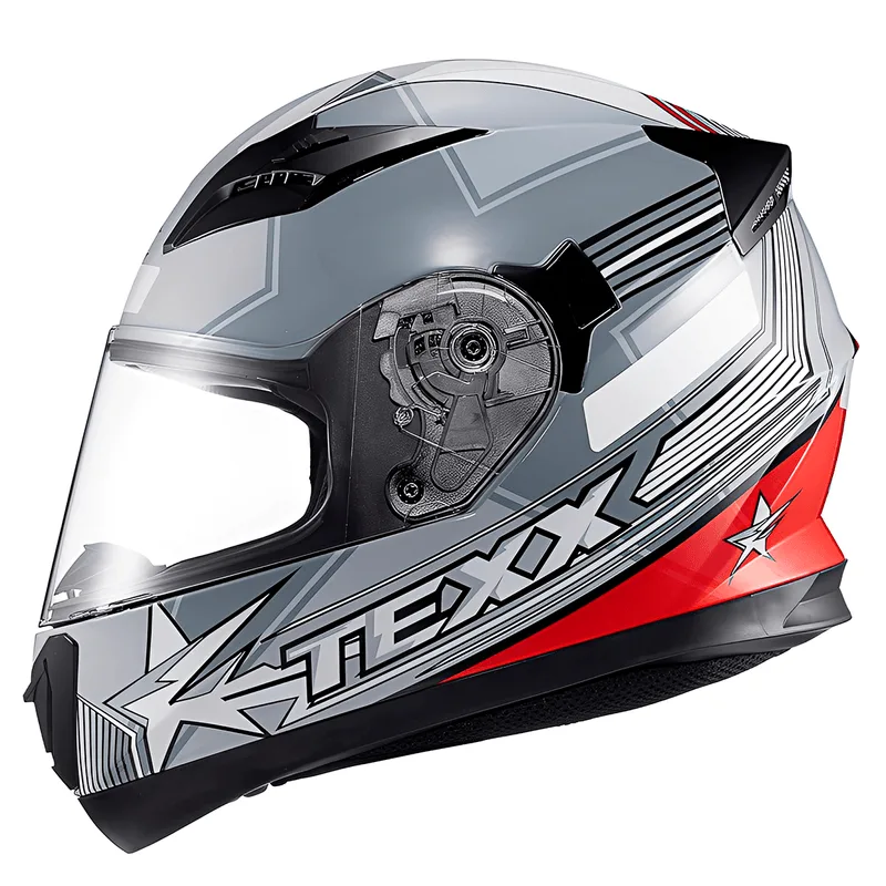 Capacete Texx Strike Superstar Cinza Vermelho Branco 56