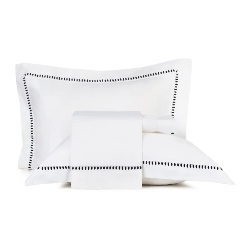 Jogo de Cama King Altenburg Bordados em Cetim 300 Fios Cerclê Preto