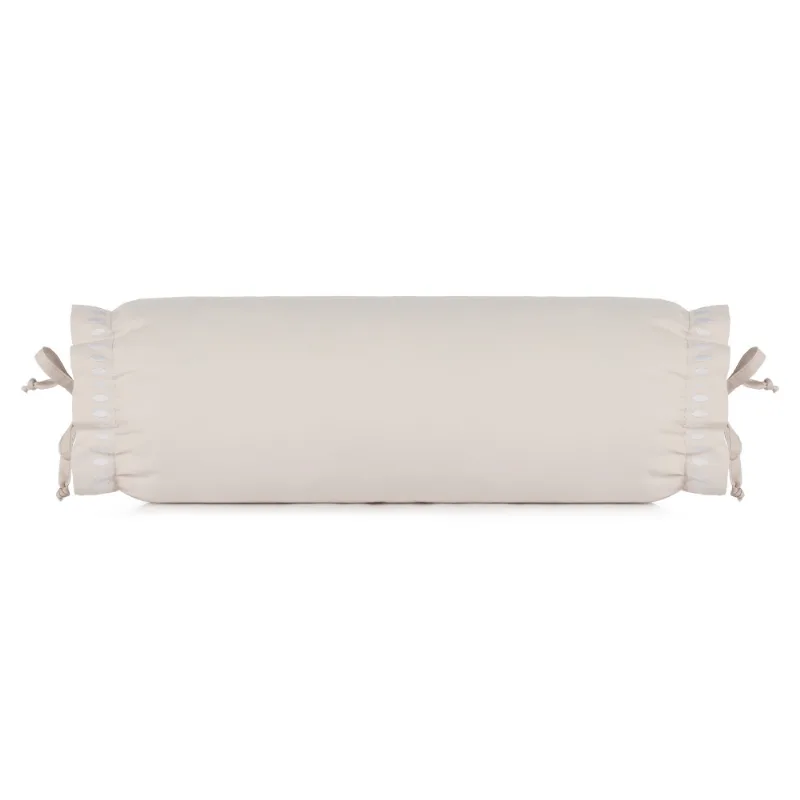 Capa Almofada Rolo Altenburg Bordados em Cetim 300 Cerclê Branco