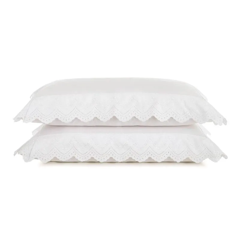 Jogo de Fronhas Altenburg Bordados em Cetim 300 Fios Lumiére 50cm x 90cm Branco