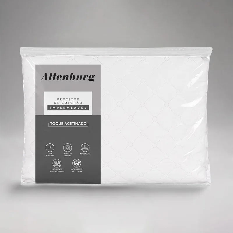 Protetor de Colchão Solteiro King Altenburg com elástico Impermeável Riviera – Branco - Altenburg