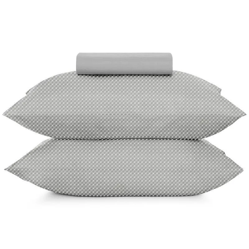 Jogo de Cama Simples King 3 Peças Toque Acetinado Slim Cinza