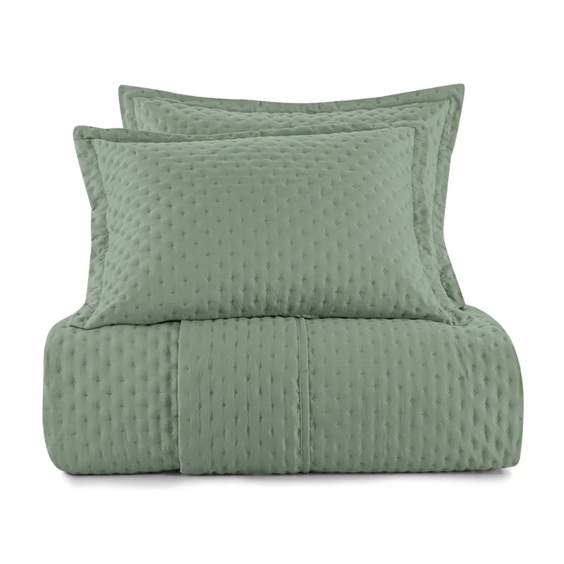 Jogo de Colcha King Altenburg Toque Acetinado Ultrawave Frisson Verde Granito