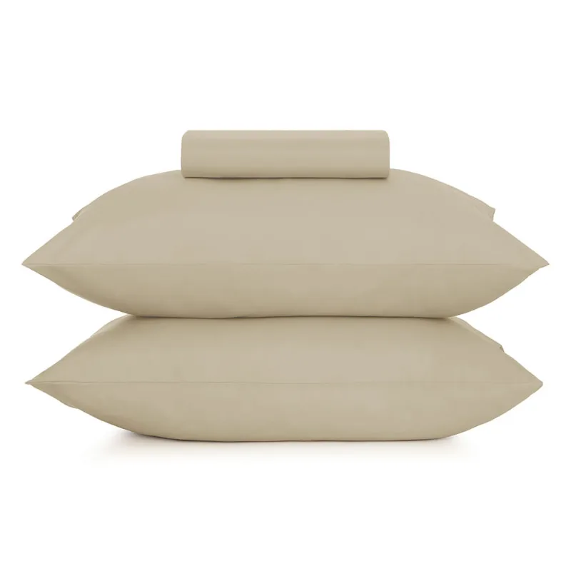 Jogo de Cama Casal Altenburg Liso Toque Acetinado Bege Tan