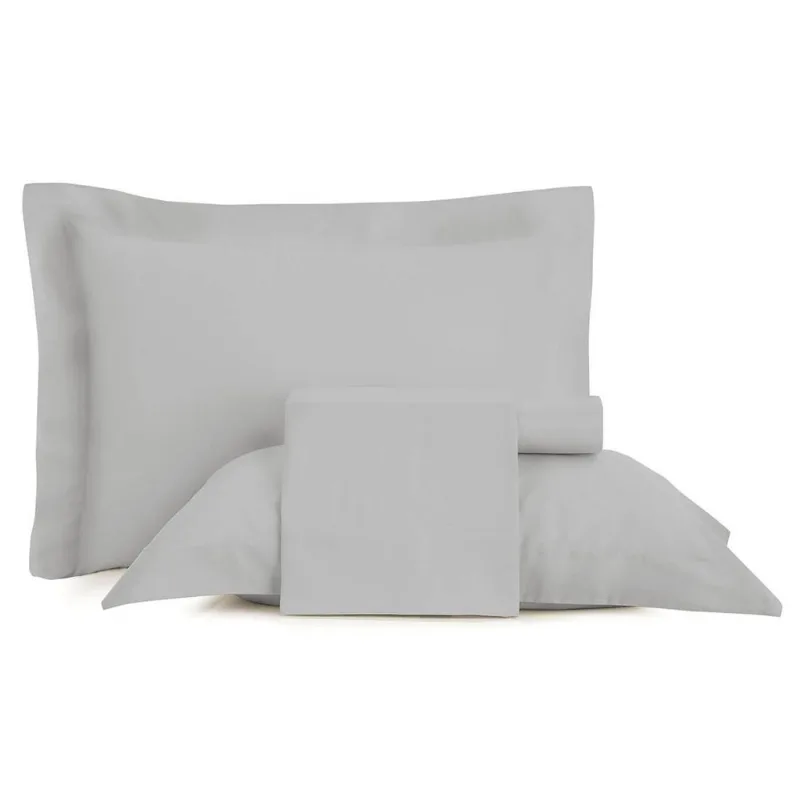 Jogo de Cama King 4 Peças Altenburg Liso Cetim 300 Fios Sublime Cinza Grife