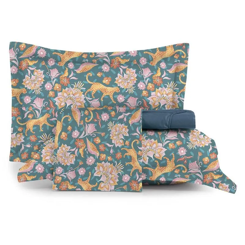 Jogo de Cama King 4 Peças Altenburg Toque Acetinado Flora Fashion