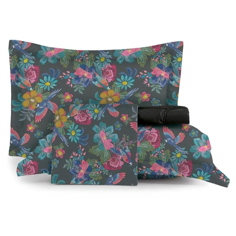 Jogo de Cama King 4 Peças Altenburg Toque Acetinado Vintage Bird
