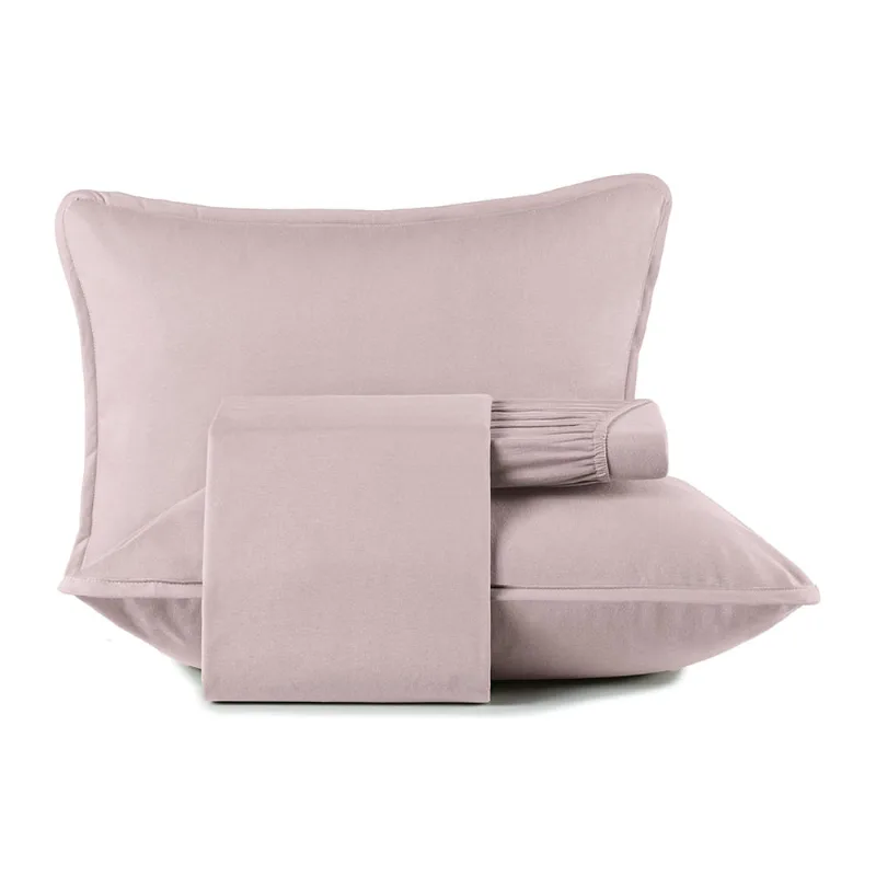 Jogo de Cama Casal 4 Peças Altenburg Malha Fio Penteado Rosê Natural