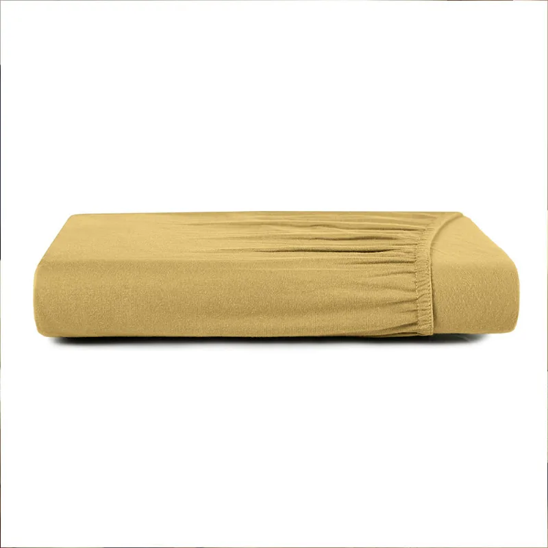 Lençol com Elástico Casal Altenburg Liso Malha Fio Penteado Amarelo Mostarda