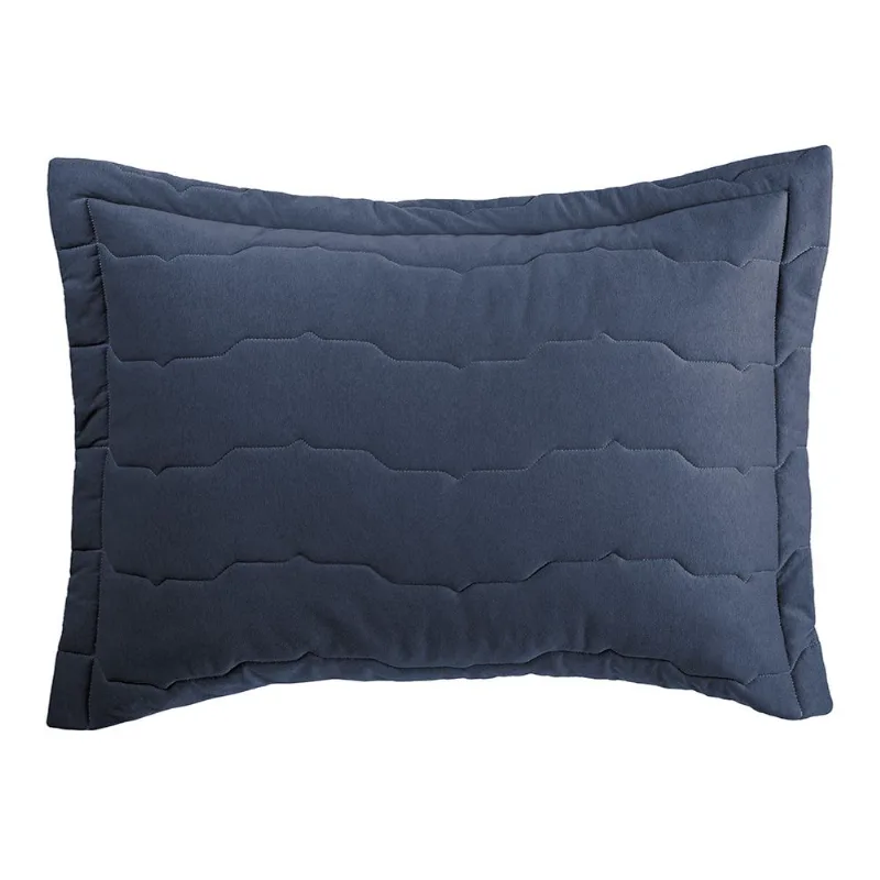 Porta Travesseiro Altenburg Malha Fio Penteado 100% Algodão Azul Minimal