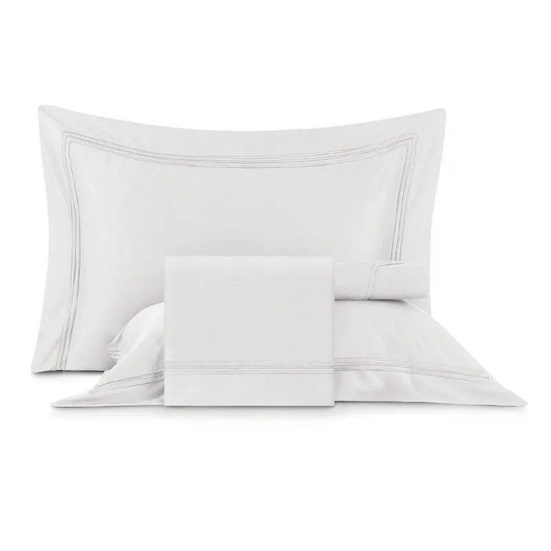 Jogo de Cama Queen Bordados em Cetim 300 Fios Essenza Branco