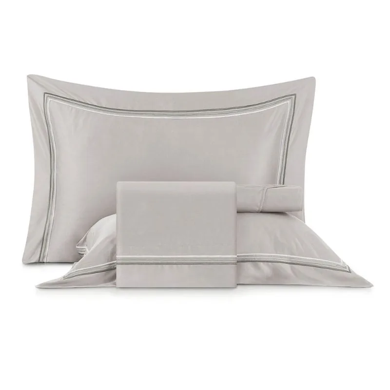Jogo de Cama Queen Bordados em Cetim 300 Fios Essenza Cinza - Altenburg