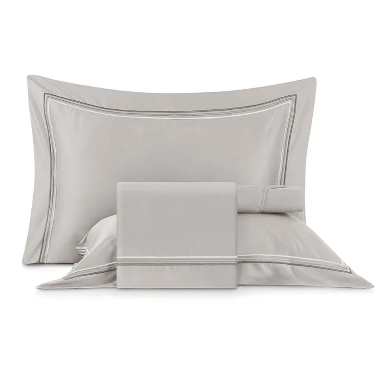 Jogo de Cama King Bordados em Cetim 300 Fios Essenza Cinza - Altenburg