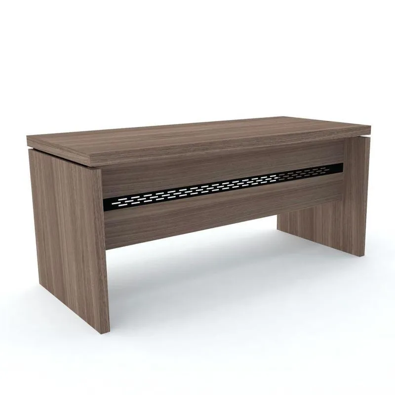 Mesa De Escritório Pé Painel Pe50 Em Mdp 180 X 70 Cm Walnut Detalhe Preto