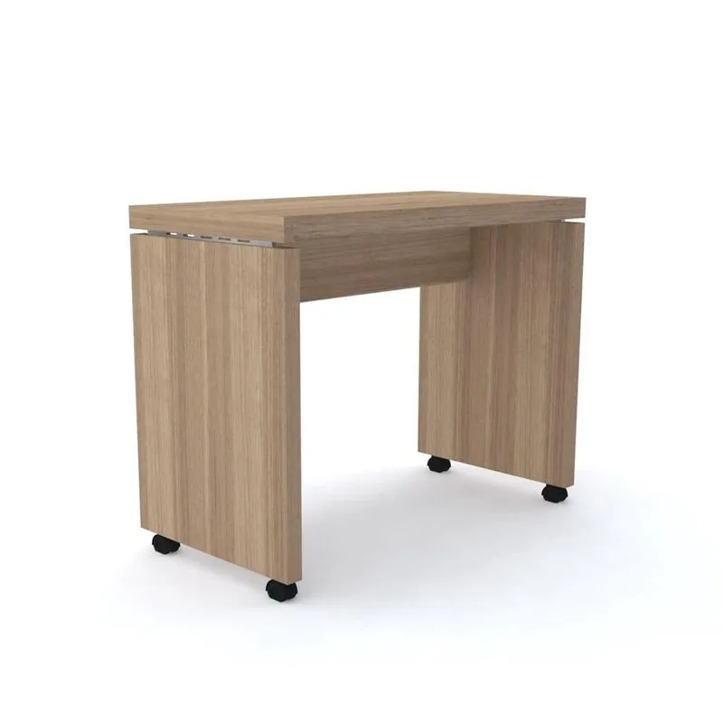 Mesa Aparador 90 x 50 cm Pé Painel com Rodízio PE50 em mdp Cor Noce Naturalle