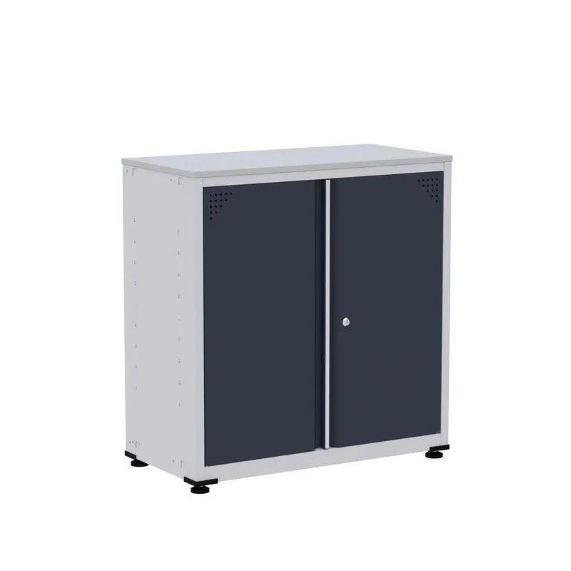 Armário De Aço Alto Para Escritório Linha Aço 842x800x400 - Ap406 Cinza/Azul Delrei