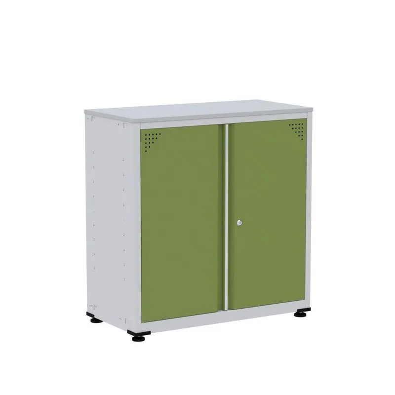 Armário De Aço Baixo Para Escritório Linha Aço 842x800x400 - Ap406 Cinza/verde Miró