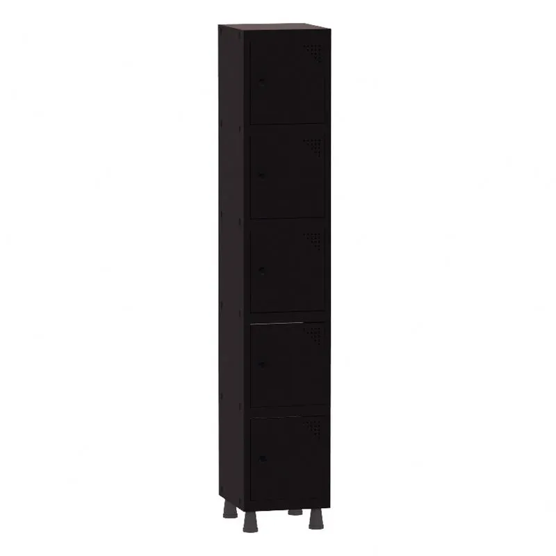 Armário Guarda Volume Locker Roupeiro 1 Vão 5 Portas Aço GRP501/5 Preto - Pandin