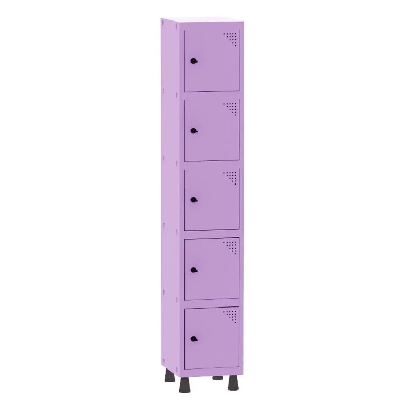 Armário Guarda Volume Locker Roupeiro 1 Vão 5 Portas Aço GRP501/5 Lilás - Pandin