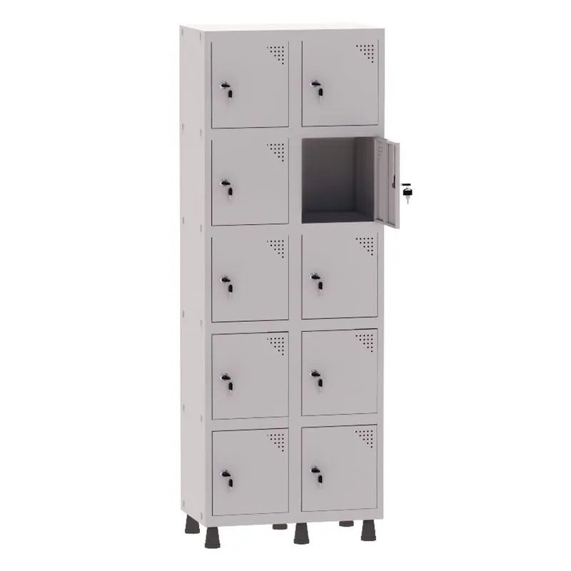 Armário Guarda Volume Locker Roupeiro 2 Vãos 10 Portas Aço GRF502/10 Cinza - Pandin