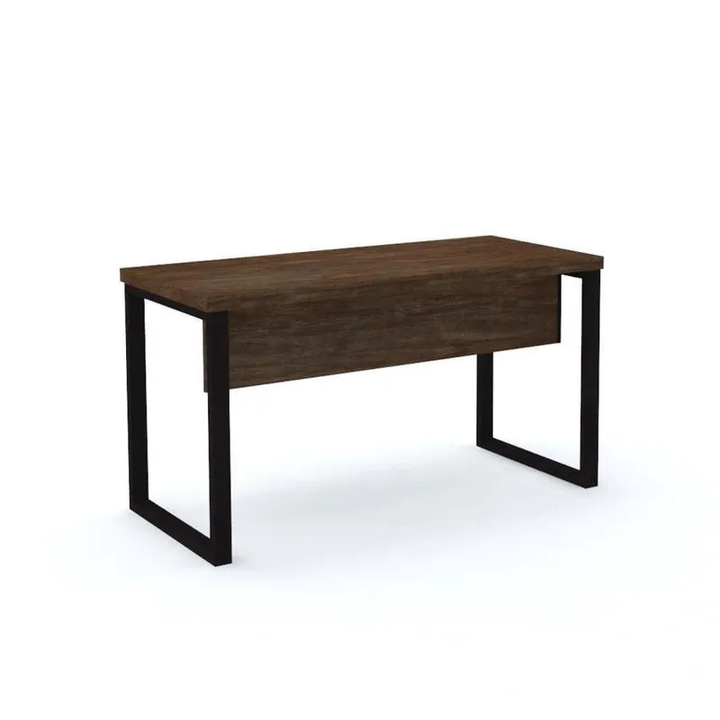 Mesa De Escritório Pé Tubular Pe40 Em Mdp 150 X 60 Cm Cor Imbuia Terra Base Preta