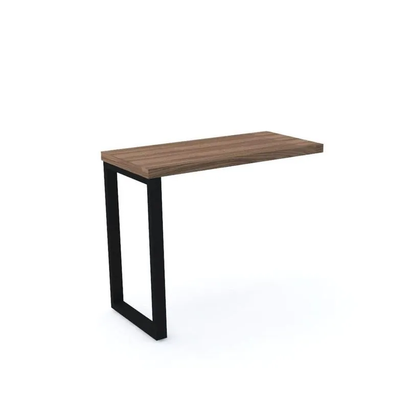 Mesa De Escritório Complemento 90 X 45 Cm Pé Tubular Pe40 Em Mdp Walnut Base Preta